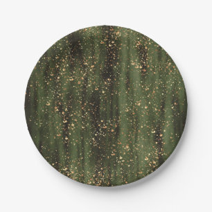 Rich Green and Gold Abstrakt Sparkle Muster Pappteller