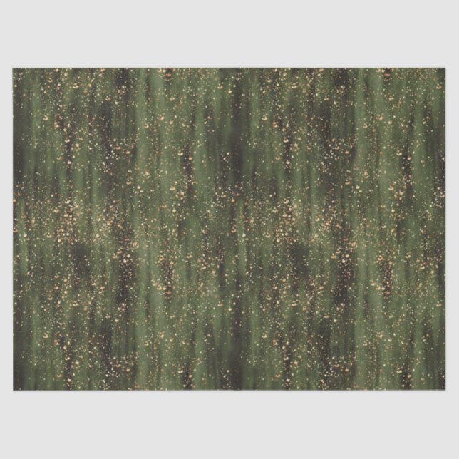Rich Green and Gold Abstrakt Sparkle Muster Seidenpapier (Vorderseite)