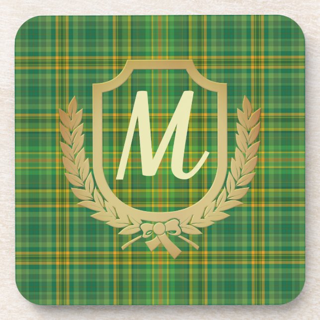 Rich Green Tartan (Kariert) Custom Getränkeuntersetzer (Vorderseite)