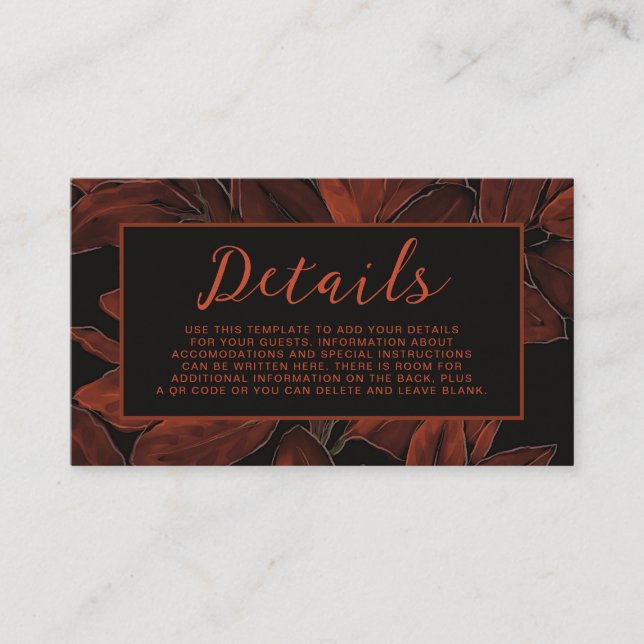 Rich Herbst - Details zur Hochzeitskarte - Moody-B Begleitkarte (Vorderseite)