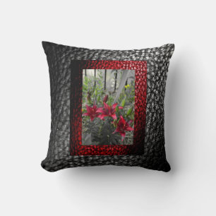 Rich Imitate Lederkollektion - Rote Blüte - Design Kissen