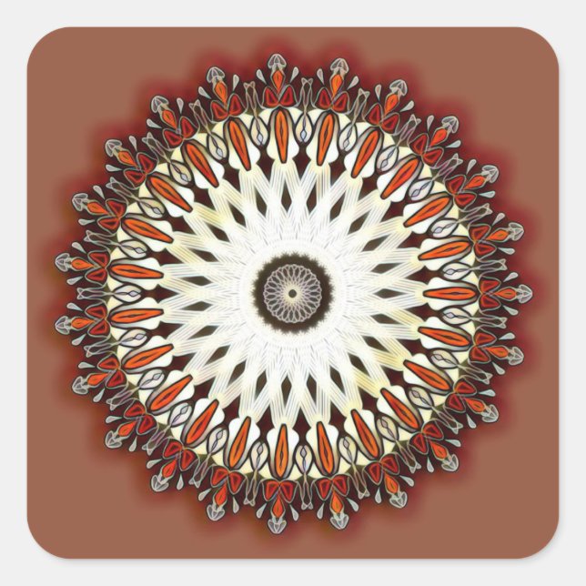 Rich Kupfer mandala Quadratischer Aufkleber (Vorderseite)
