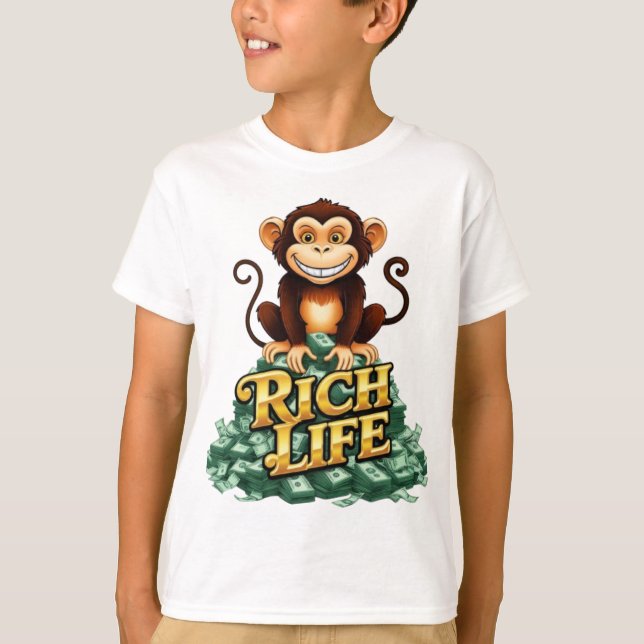 Rich Life Monkey Mascottopdesign T-Shirt (Vorderseite)