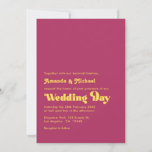 Rich Maroon und Mustard Retro Typografy Wedding Einladung