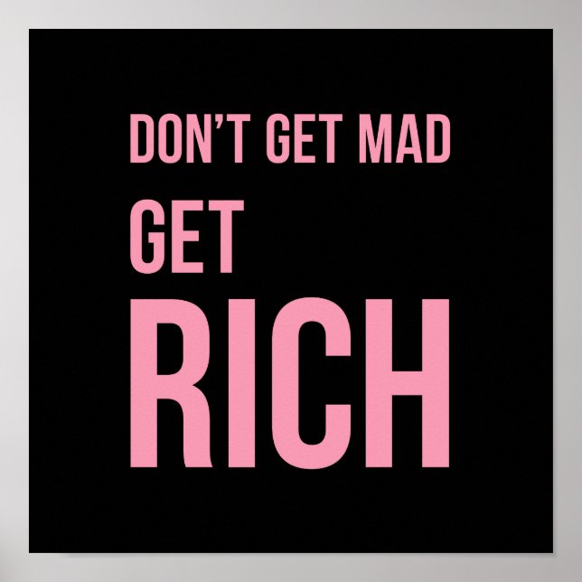 Rich Money Quotes Poster Pink Black (Vorne)