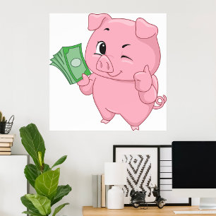 Rich Pink Pig Poster