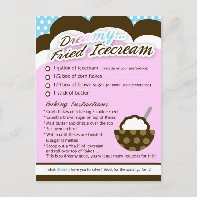 Rich Recipes DREAMY FRIED ICECREAM Postkarte (Vorderseite)