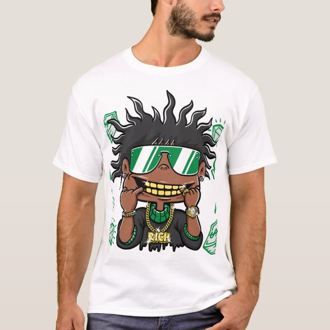 Rich & Reckless: Cartoon Wealth T - Shirt (Vorderseite)