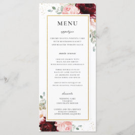 Rich Red Burgundy Blush Pink Floral Wedding Menu Programm