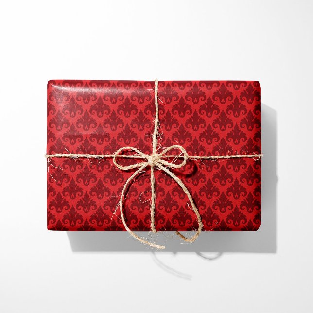 Rich Red Damask Geschenkpapier (Von Creator hochgeladen)