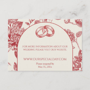 Rich Red French Floral Toile Begleitkarte