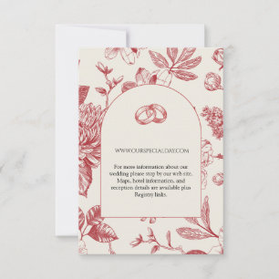 Rich Red French Floral Toile floral Enclosure Card RSVP Karte