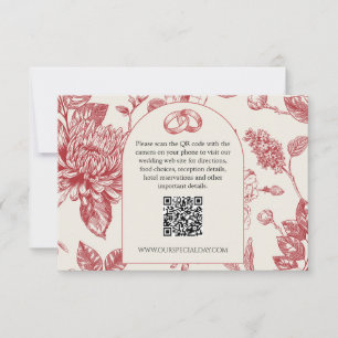 Rich Red French Floral Toile floral Enclosure Card RSVP Karte