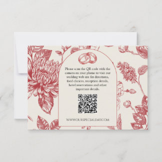 Rich Red French Floral Toile floral Enclosure Card RSVP Karte