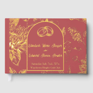 Rich Red French Floral Toile Gästebuch