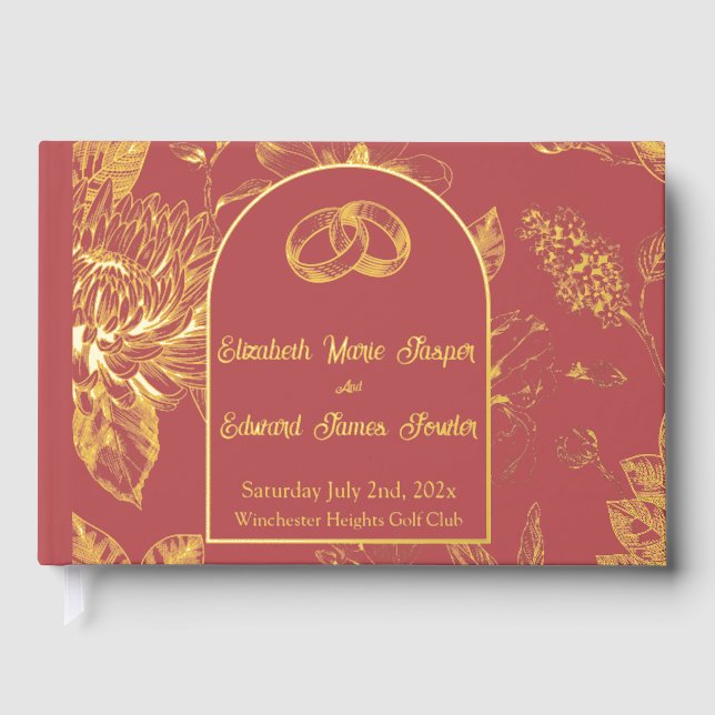 Rich Red French Floral Toile Gästebuch (Vorderseite)