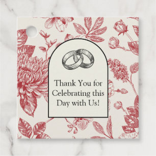 Rich Red French Floral Toile Geschenkanhänger