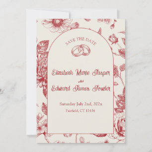 Rich Red French Floral Toile Save the Date Einladung