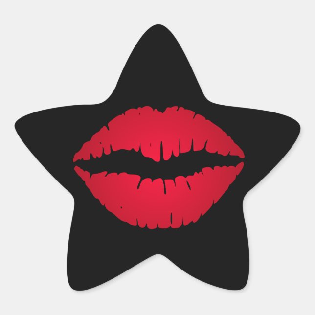 Rich Red Lipstick Print Stern-Aufkleber (Vorderseite)