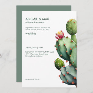 Rich Sage Tropical Cactus Modern Wedding Einladung