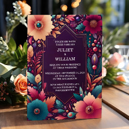 Rich Soft Aquamarin Fall Gem Bold Jewel Tone Weddi Einladung