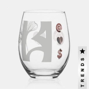 RICH Stemless Wine Glass Abstrakt Art Powdery Weinglas Ohne Stiel