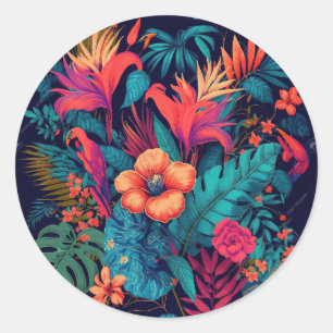 Rich tropisches Muster Runder Aufkleber