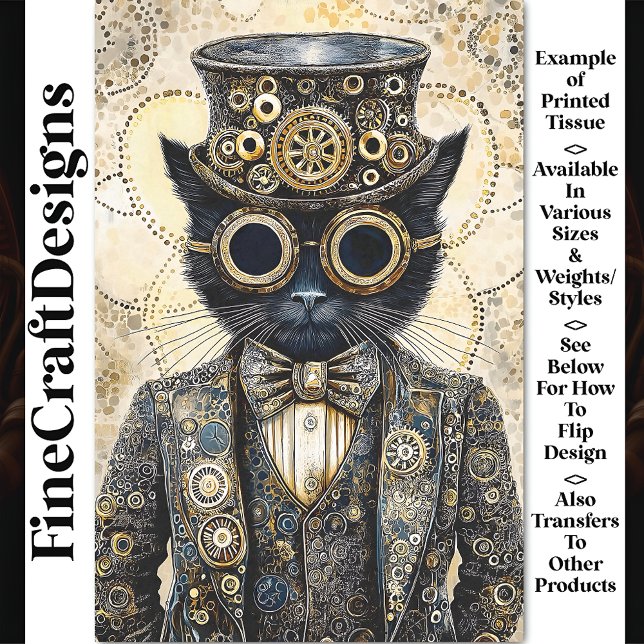 Rich Viktorianisch Steampunk Black Cat AB6 Decoupa Seidenpapier (Von Creator hochgeladen)