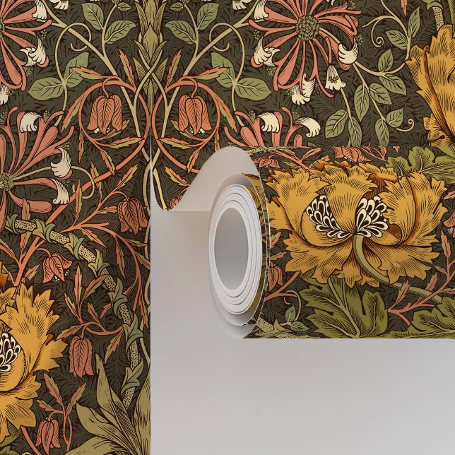 Rich Warmes, Vintages Blumenleder- und Klebestreif Tapete (Von Creator hochgeladen)