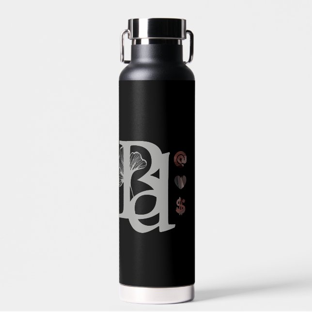 RICH Wasser Flasche Trend Abstrakt Art Schwarzes P (Vorne)