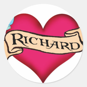Richard - Custom Heart Tattoo T - Shirt & Geschenk Runder Aufkleber