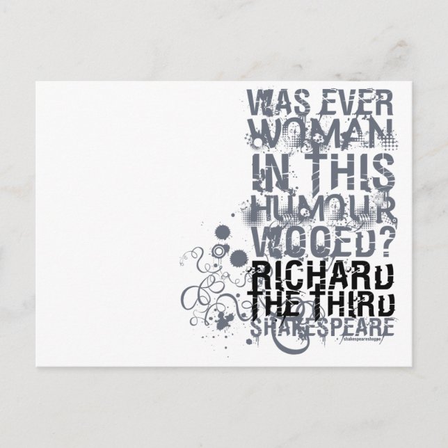 Richard III Wooed Quote (B&W) Postkarte (Vorderseite)