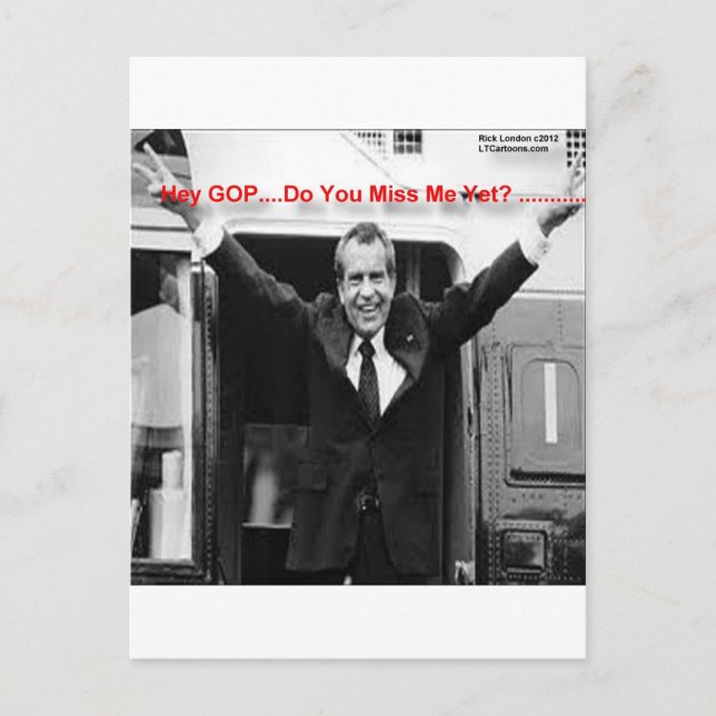 Richard Nixon "Miss Me yet?" Funny Gifts & T-Shirt Postkarte (Vorderseite)