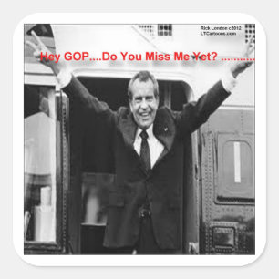 Richard Nixon "Vermisst du mich schon?" Lustige Ge Quadratischer Aufkleber