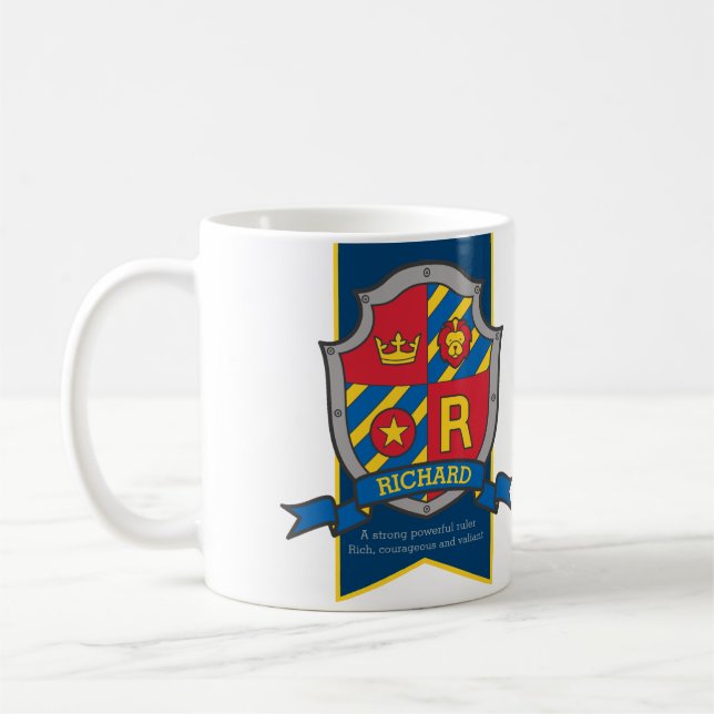 Richard Ritter Schild Rot blauer Name bedeutet Tas Kaffeetasse (Links)