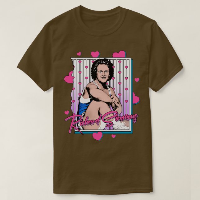 Richard Simmons Liebe Frieden und Herzen T-Shirt (Design vorne)
