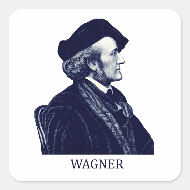 Richard Wagner, blau Quadratischer Aufkleber (Vorderseite)