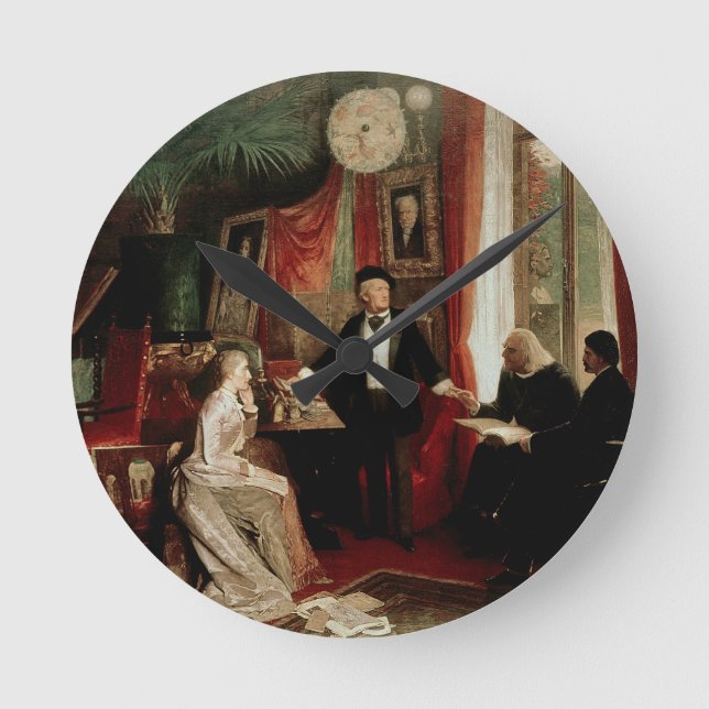 Richard Wagner mit Franz Liszt und Liszts daught Runde Wanduhr (Vorderseite)