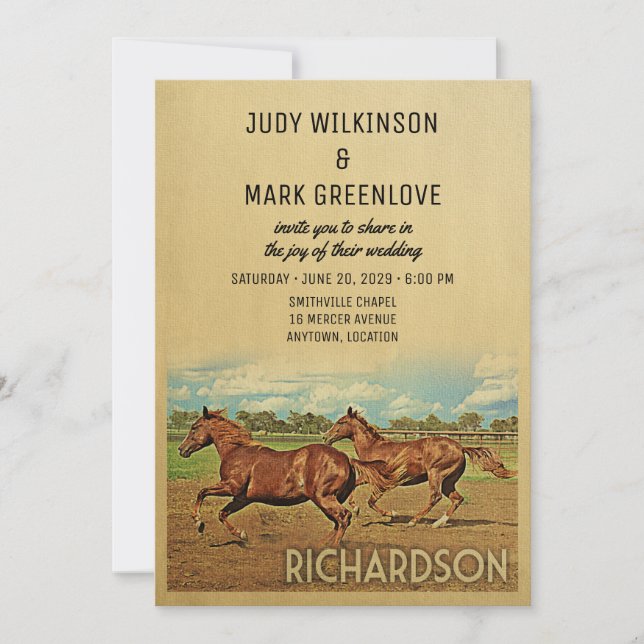 Richardson Texas Wedding Invitation Horses Einladung (Vorderseite)