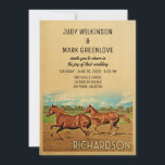Richardson Texas Wedding Invitation Horses Einladung<br><div class="desc">Vintage Richardson Wedding Einladungen mit zwei wunderschönen Viertelpferden,  die zusammen in dieser rustikalen Landschaft Western Ranch Szene spielen. Dieses coole Retro-Design aus der Mitte des Jahrhunderts ist der perfekte Weg,  um Gäste zu Ihrer Richardson Texas Hochzeit in Urlaubsort zu sammeln.</div>