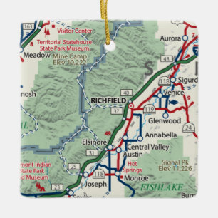Richfield Utah Map Keramikornament