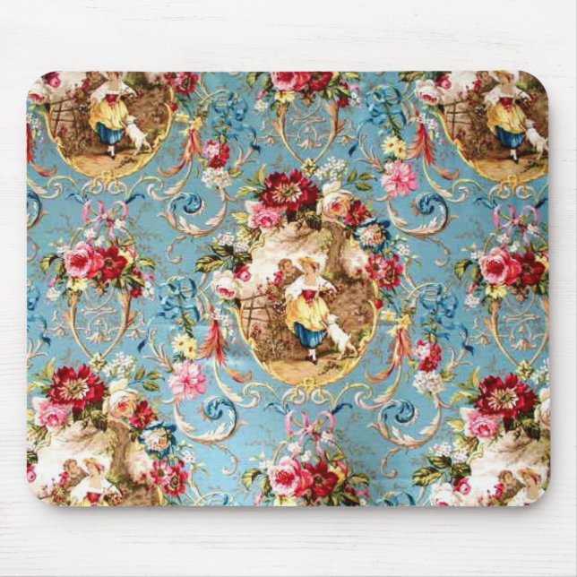 Richloom Fragonard Cornflower-blaues französisches Mousepad (Vorne)