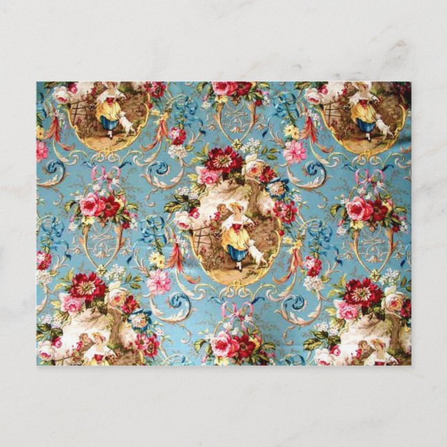 Richloom Fragonard Cornflower Blue French Country  Postkarte (Vorderseite)