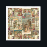 Richly Detailed Vintag Father Christmas Collage Serviette<br><div class="desc">Elegante,  detailreich und aufwändig Vintage Urlaubssammlung mit nahtlosem Muster restaurierter Viktorianischer Weihnachtskarten mit Szenen von Weihnachten im Schnee,  mit Kindern,  mit Engeln und in seinem Schlitten mit goldenen und silbernen Highlights und Verzierungen.</div>