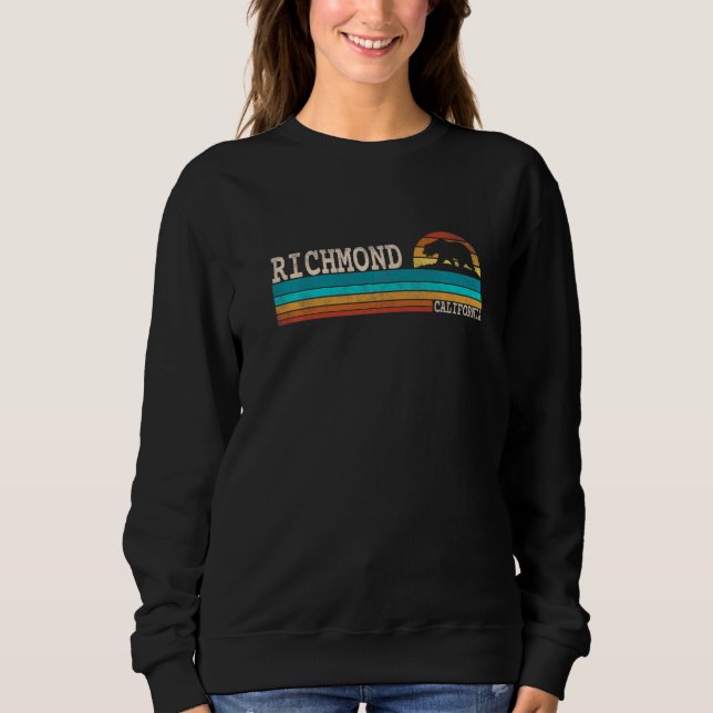 Richmond California State Bear Retro Sunset   Sweatshirt (Vorderseite)