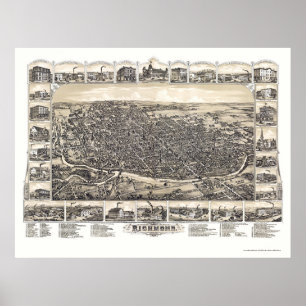 Richmond, IN Panorama Karte - 1884 Poster