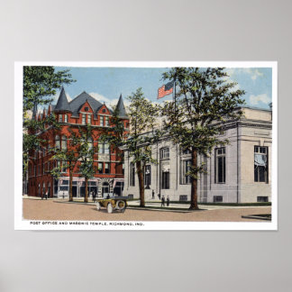 Richmond Indiana Post Office und Masonic Lodge Poster