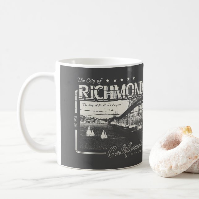 RICHMOND KALIFORNIA - BRIDGE RICHMOND SAN RAFAEL KAFFEETASSE (Mit Donut)
