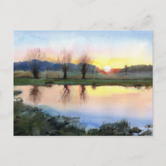 Richmond Park at Sunset Robin Hood gate Postcard Postkarte
