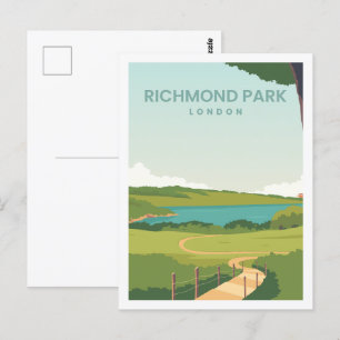 Richmond Park England Reiseort Illustration Postkarte